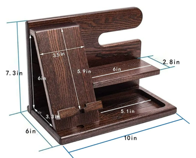 Haven's Signature Walnut Docking Station – Handcrafted Wood Organizer for Phone, Watch & Essentials.